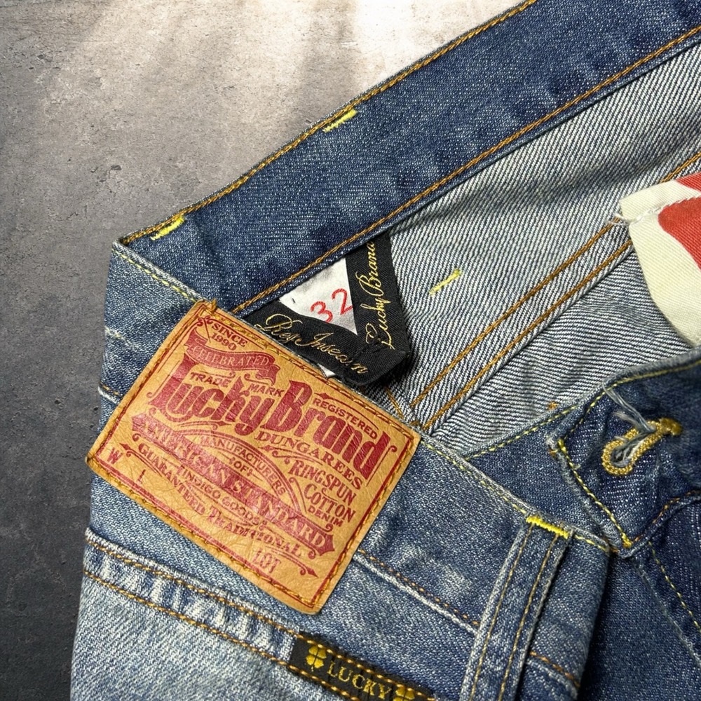 Lucky Brand Vintage Straight Jeans Blue Denim 34x32 Skater Y2K Retro 7MP1211